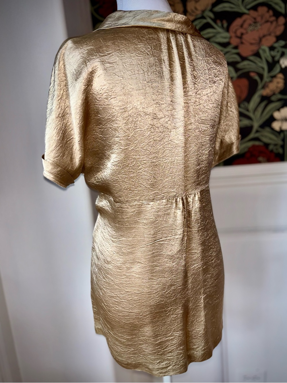 Victor Alfaro Gold Metallic Babydoll Tunic Top | Glam Y2K - Picture 7 of 9